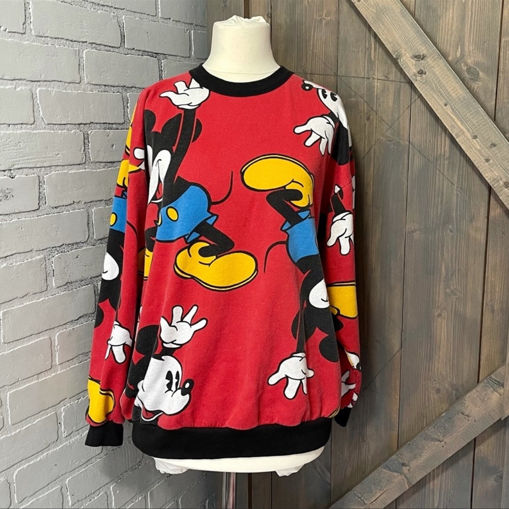 Vintage Mickey & Co. Allover Print Graphic Sweatshirt